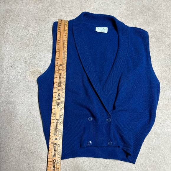 Vintage Benetton Made in Italy Blue Wool Rabbit Hair Sweater Vest Size EU 48 - Picture 8 of 11